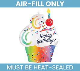 14&quot;FLAT HBD CUPCAKE RAINBOW OMBRE