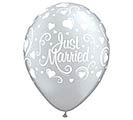 11&quot;WED JUST MARRIED HEARTS SILVER