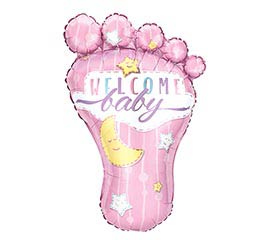 32&quot;PKG WELCOME BABY PINK FOOT BALLOON