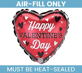 4&quot;FLAT VALENTINE RED HEART ON BLACK