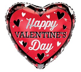 17&quot;HVD RED VAL HEART ON BLACK HEART