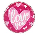 17&quot; I LOVE YOU PINK HEARTS ON DARK PINK