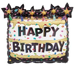 25&quot;PKG HBD BIRTHDAY CAKE SHAPE