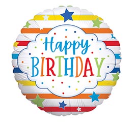 9&quot;INFLATED HBD BIRTHDAY STRIPES  STARS