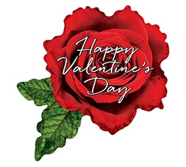 36&quot;PKG RED ROSE SHAPE HAPPY VALENTINE&#39;S