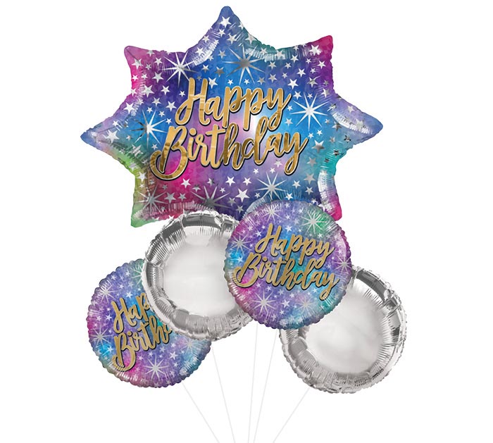 Bouquet Happy Birthday Sparkle Foil Balloons