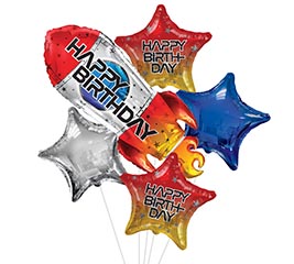 HAPPY BIRTHDAY ROCKET BALLOON BOUQUET