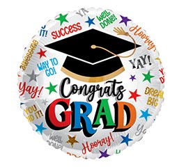 17&quot; GRA CONGRATS GRAD WITH PHRASES ROUND