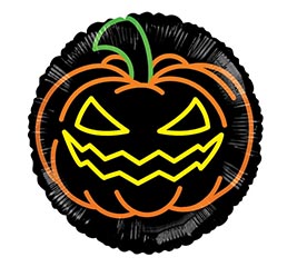 17&quot; HAL NEON PUMPKIN TWO-SIDED ROUND