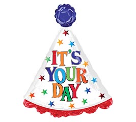 36" PKG HBD IT'S YOUR DAY PARTY HAT SHAP