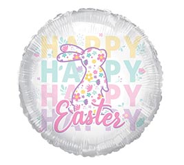 17" FLORAL EASTER BUNNY ROUND