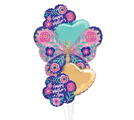 BLUE FLORAL HMD BALLOON BOUQUET