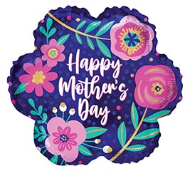 18" BLUE FLORAL HAPPY MOTHER'S DAY SHAPE