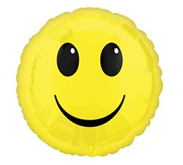 9" INFLATED SMILE FACE ON YELLOW ROUND