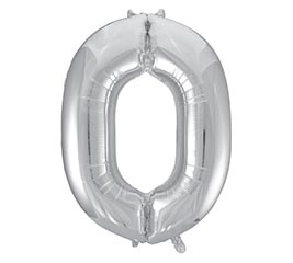 34&quot; PKG BALLOON NUMBER 0 SILVER