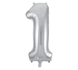 34&quot; PKG BALLOON NUMBER 1 SILVER