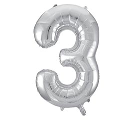 34&quot; PKG BALLOON NUMBER 3 SILVER