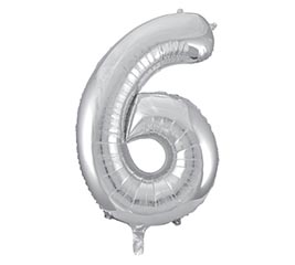 34&quot; PKG BALLOON NUMBER 6 SILVER