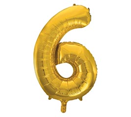 34&quot; PKG BALLOON NUMBER 6 GOLD