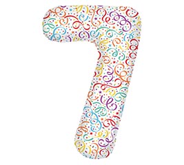 34" PKG BALLOON NUMBER 7 CONFETTI WHITE
