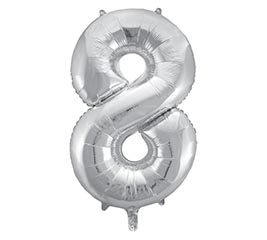 34&quot; PKG BALLOON NUMBER 8 SILVER
