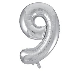 34&quot; PKG BALLOON NUMBER 9 SILVER