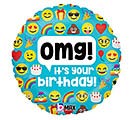 18&quot;PKG HBD EMOJI OMG BIRTHDAY