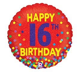 18&quot;PACKAGED HAPPY 16TH BIRTHDAY BALLOON