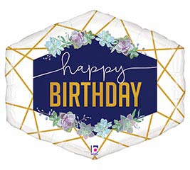 25&quot;PKG GEO NAVY BIRTHDAY BALLOON