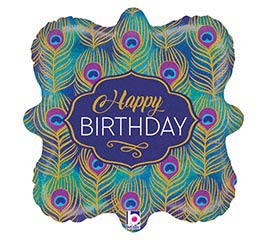 18&quot;PKG HBD GLITTER PEACOCK BIRTHDAY