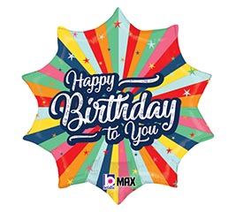 18&quot;PKG HBD BURSTING COLORS