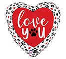 18&quot; LOVE YOU PAW PRINTS HEART