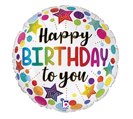 9&quot; INFLATED BIRTHDAY STARS  DOTS MINI