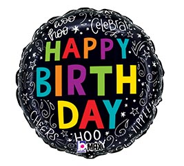 18&quot; PKG BIRTHDAY DOODLES BALLOON