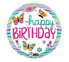 9&quot; INFLATED HBD COLORFUL BUTTERFLIES