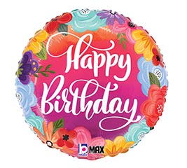 18&quot;PKG HBD BRIGHT FLOWERS