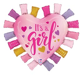 33&quot;PKG BBY IT&#39;S A GIRL TAGGIE HEART SHAP