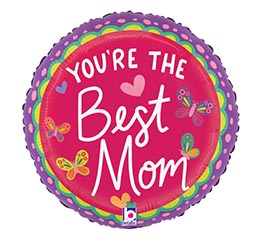 9&quot; INFLATED BEST MOM BUTTERFLY HMD ROUND