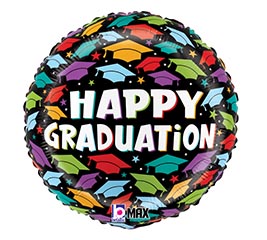 18&quot; GRA BRILLIANT GRADUATION HATS ROUND