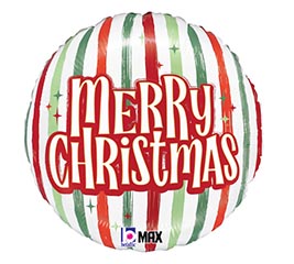 18&quot; XMA RETRO STRIPES CHRISTMAS ROUND