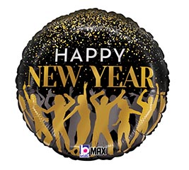 18&quot; SATIN NEW YEAR DANCE PARTY ROUND