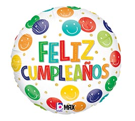 18&quot; PKG SPA CUMPLEANOS SONRIENTE ROUND