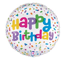 18&quot; PKG HBD CUE THE CONFETTI GLITTER HOL