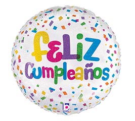 18&quot; PKG CONFETI DE CUMPLEANOS GLITTER