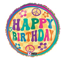 18&quot; PKG GROOVY BIRTHDAY DAISIES ROUND