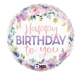 18&quot; PKG HBD FLORAL WATERCOLOR BIRTHDAY