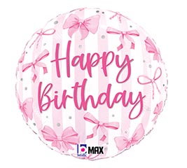 18&quot; PKG HBD PRETTY PINK BOW BIRTHDAY