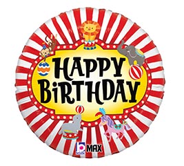 18&quot; PKG HBD CIRCUS ANIMALS BIRTHDAY ROUN