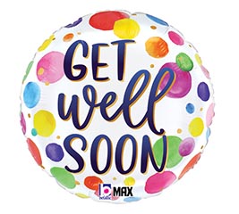 9&quot; INFLATED WATERCOLOR DOTS GET WELL SOO