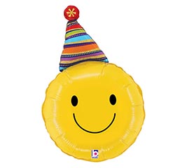 14&quot; INFLATED PARTY HAT SMILEY FACE MINI